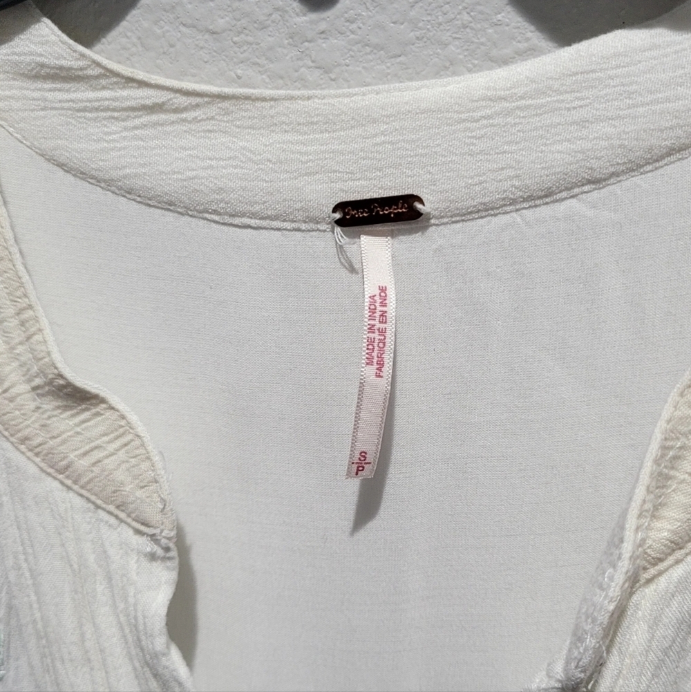 Free People Mia Embroidered Gauze Mini Dress White Boho Peasant Small - Picture 6 of 12